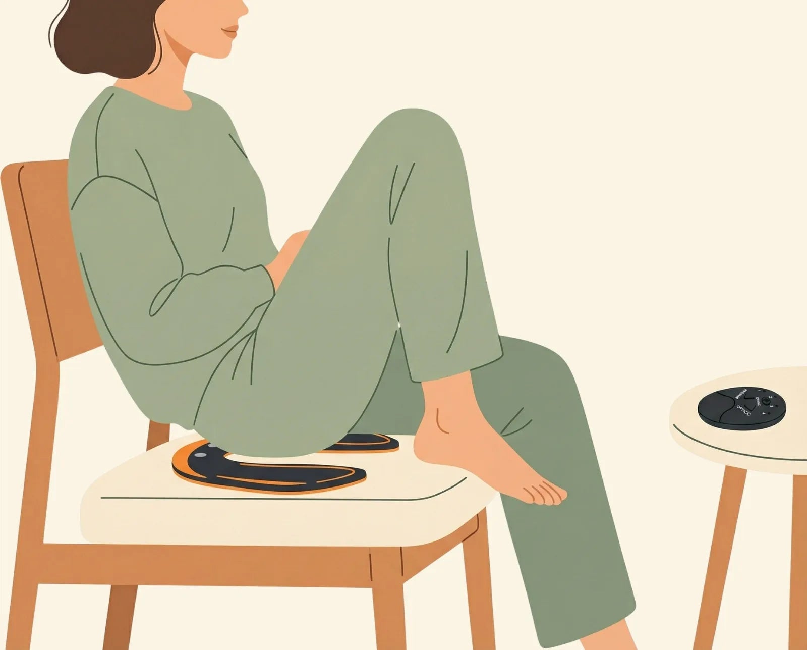 Stap 1: Ga comfortabel zitten met het EMS-pad